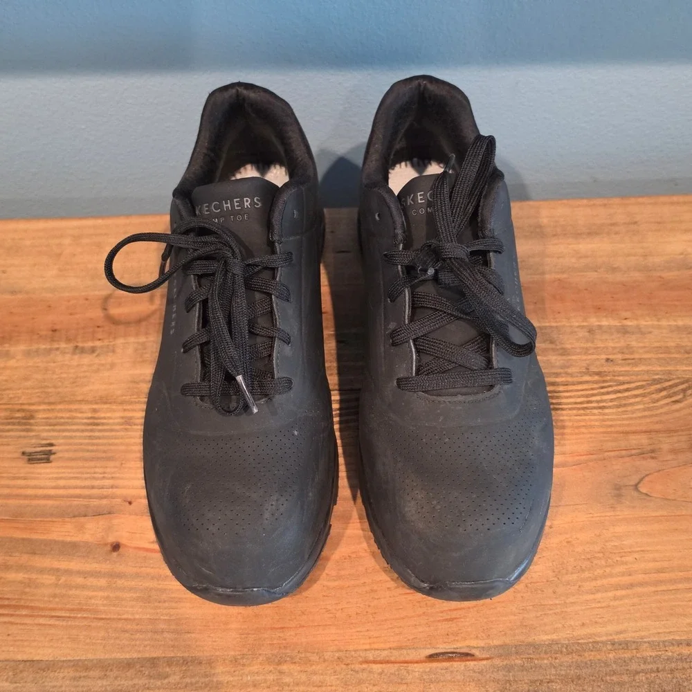 Skechers Mens Work‎ Uno Doltin Composite Toe Slip Resistant Black Sneakers 11.5